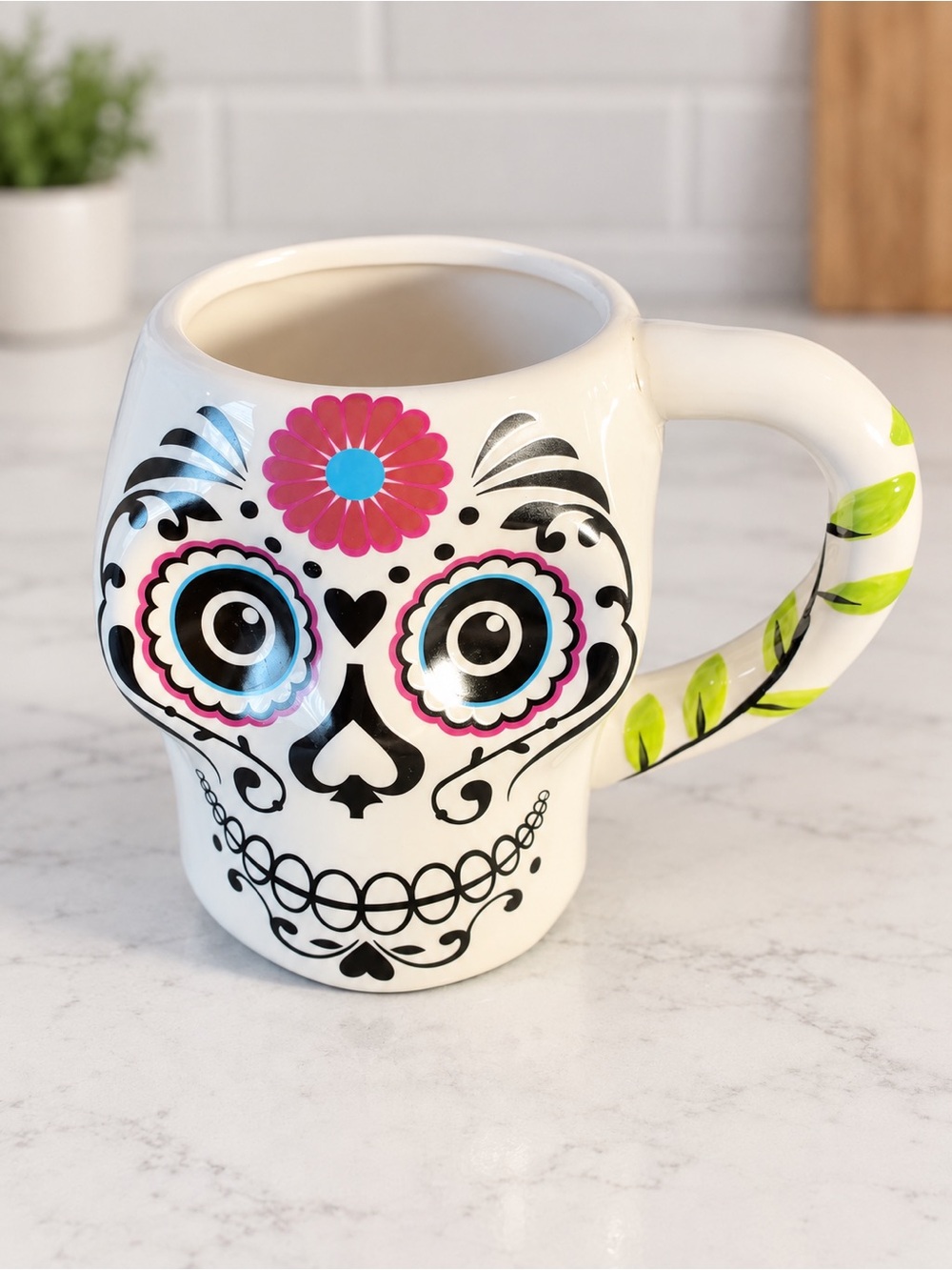 Boston Warehouse Sugar Skull Mug Day of the Dead Ceramic Halloween Mug